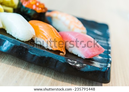 Nigiri sushi japanese food style - selective focus shot - process soft effect style pictures