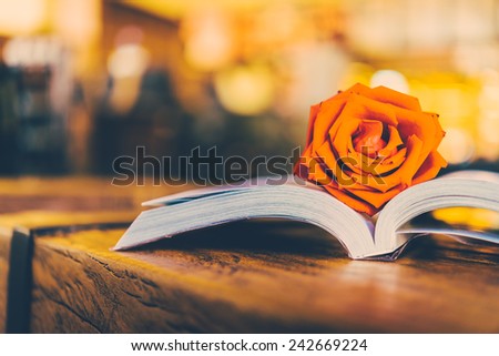 Rose on book - vintage effect style pictures