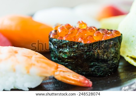 Nigiri sushi japanese food style - selective focus shot - process soft effect style pictures