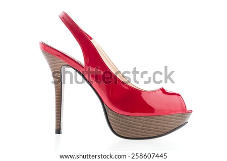 red high heels isolated on white background