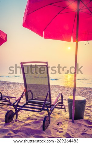 Beach bed on sunset time - vintage filter