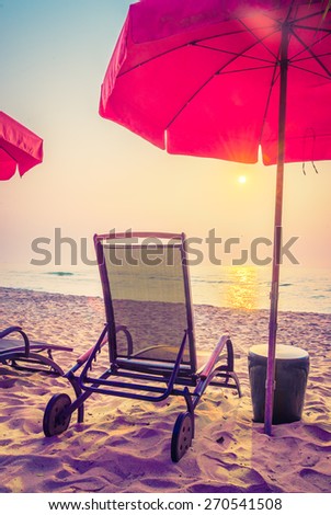 Beach bed on sunset time - vintage filter