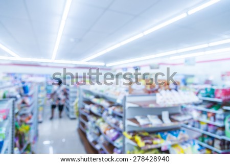 Abstract blur supermarket - blue tone processing