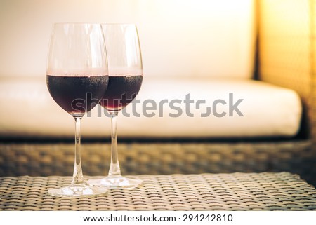 Red Wine glass for dinner - vintage filter