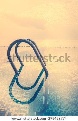 Staircase pool in twilight times - vintage effect and light filter processing style pictures