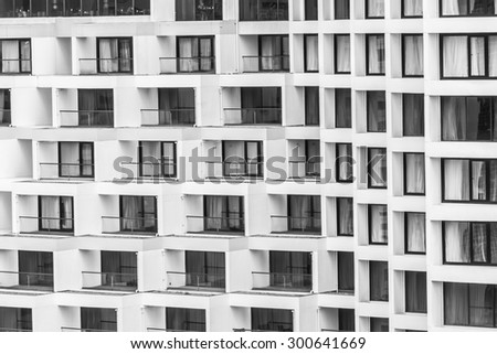 Windows building textures background - black and white processing style