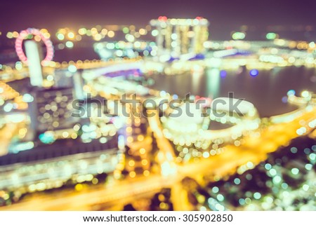 Abstract blur Singapore skyline city - vintage filter effect