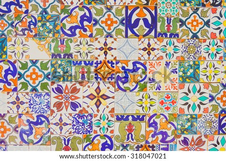 Morocco ceramic tiles style textures background - vintage filter effect