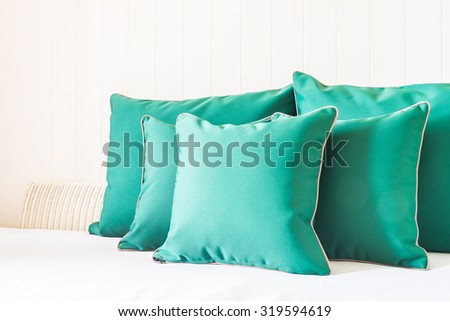 Green sofa pillow decoration in living room