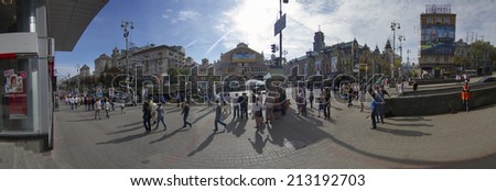 Kyiv, Ukraine-August 24, 2014: On the main street of the capital held a parade of the Armed Forces and the National Guard during aggression of the Russian Federation, the parade of military equipment