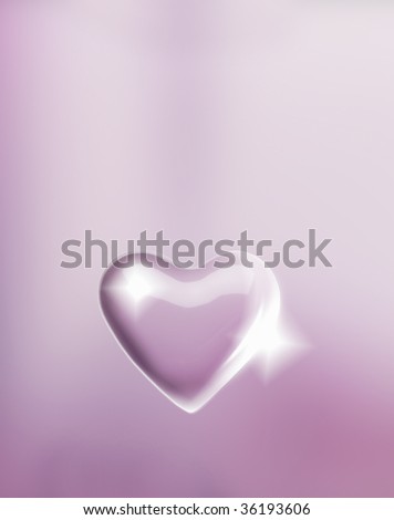 A drop of water shaped like a heart isolated on pink