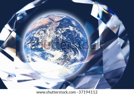 CG Image- close-up shot of a beautiful diamond with the earth