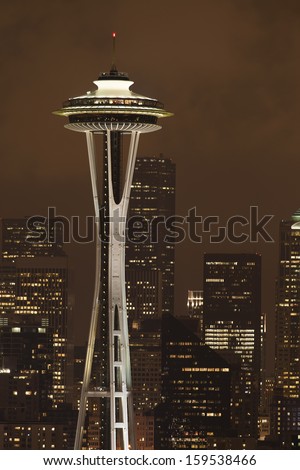 SEATTLE - OCTOBER 11: Space Needle in Seattle on October 11, 2013 in Seattle, WA. The Space Needle was built in 1962 and is a symbol of that year\'s World\'s Fair.