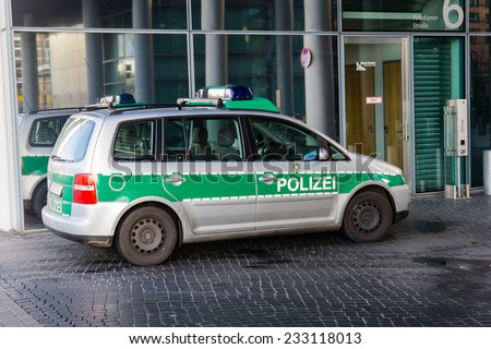 BRLIN, GERMANY - JANUARY 05, 2014: German police car on the street