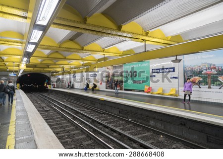 PARIS - MAY 3: Paris Metro station on May 03, 2015 in Paris, France. Paris Metro is the 2nd largest underground system worldwide.