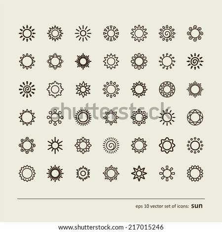 Set with icons - the sun. A vector.