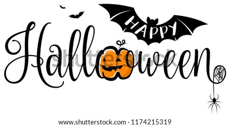 Happy halloween text banner. Halloween vector logo isolated.