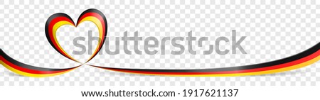 Germany German flag heart ribbon banner on transparent background isolated vector illustration