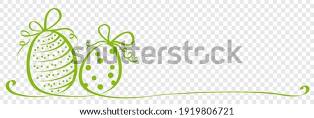 Hand drawn easter eggs calligraphy ribbon on transparent background vector illustration