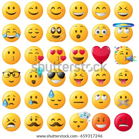 smileys emoticons vector set