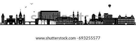 Mainz skyline black (Germany)