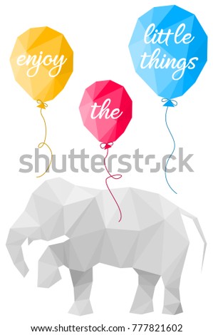 Elephant and balloons polygon vector design