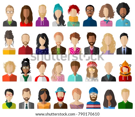 People avatar flat vector set