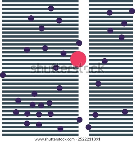 The texture is filled with horizontal lines, dots and one red circle.