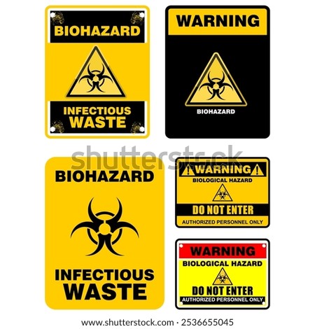 Warning, Biohazard infectious waste, sign vector