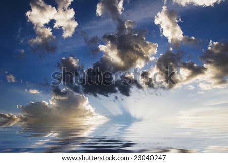 Wonderful clouds and ocean. Computer generated