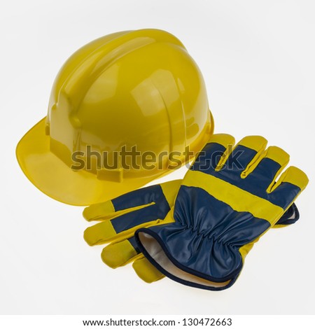 Hard Hat And Leather Gloves