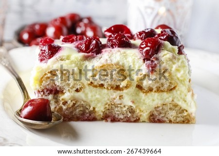 Cherry cake with lady finger biscuits