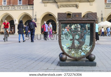KRAKOW,POLAND - APRIL 20, 2015: The Money Box - popular meeting point in Krakow, Poland.