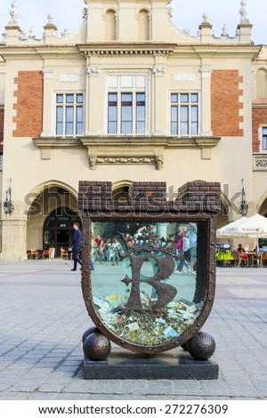 KRAKOW,POLAND - APRIL 20, 2015: The Money Box - popular meeting point in Krakow, Poland.