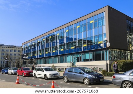 KRAKOW,POLAND - MAY 17, 2015: AGH University of Science and Technology is one of the leading institutes of technology and the largest technical university in Poland. Campus buildings - library.
