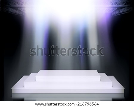 Illuminated empty stage podium for award ceremony