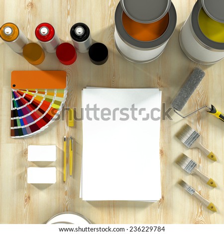 Mock up business template. Paint production. High resolution.