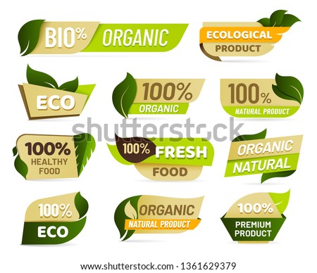 Vegan emblem. Fresh nature product badge, healthy vegetarian food products sticker and natural ecological foods labels. Eco market tag design, veggie market sticker. Vector isolated symbols set