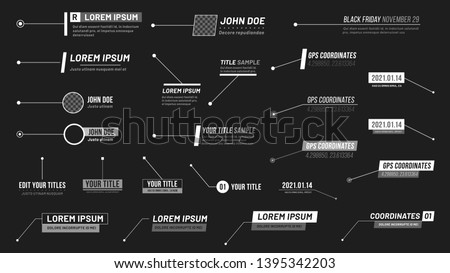 Callouts titles. Callout bar labels, information call box bars and modern digital info boxes layout templates vector illustration set