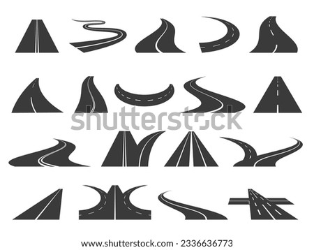 Similar – Image, Stock Photo Road marking zigzag stripes with shadow of a lantern in background
