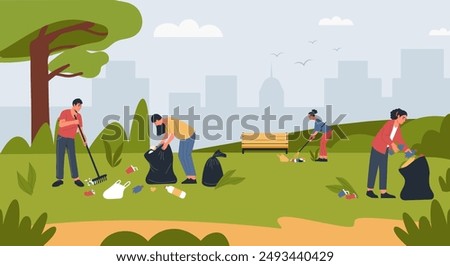 Similar – Image, Stock Photo Volunteer girl cleaning the forest from pollution and plastics at sunset with garbage, smiling to camera, happy eco friendly day.Nature cleaning, ecology green concept.Environment copy space