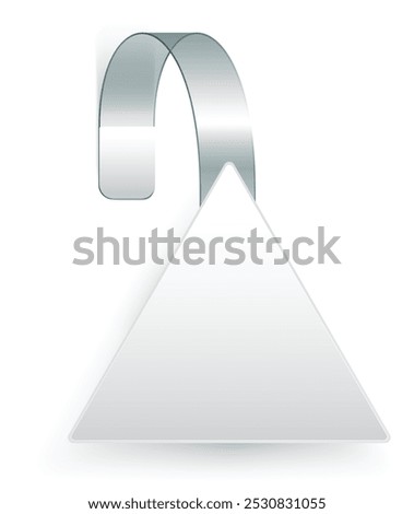 Blank triangular shelf wobbler pointing down with transparent plastic strip