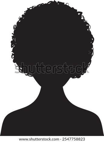 Black silhouette of a person featuring voluminous curly hair creates a striking visual, emphasizing anonymity and hairstyle