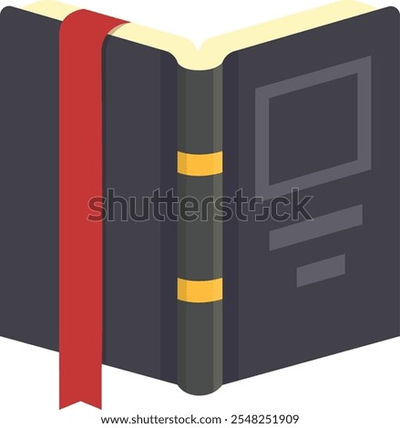 Open book displays its pages, inviting readers to delve into its contents, enhanced by a red bookmark for easy navigation