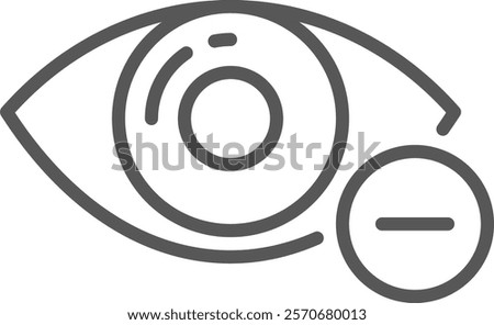 Gray icon depicting an eye with a minus sign, representing reduced vision, blindness, and various eye health issues. Emphasizing the importance of eye care and awareness