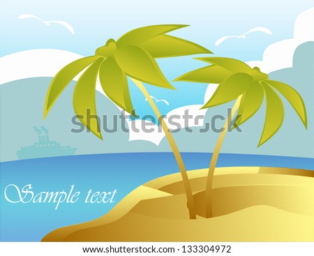Vector beach landscape. Sample text