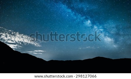 night sky stars with milky way over mountains