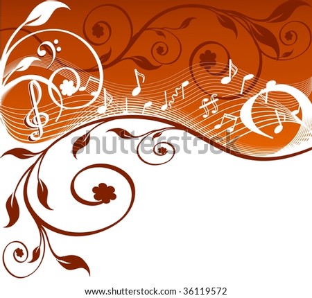 Music Background With Notes And Flowers. Vector Illustration - 36119572 ...