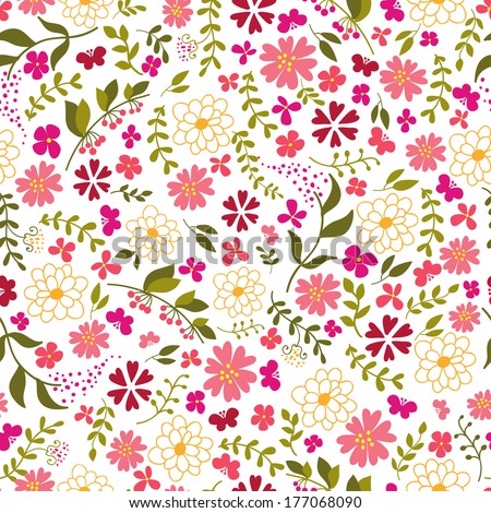 seamless pattern from spring flowers