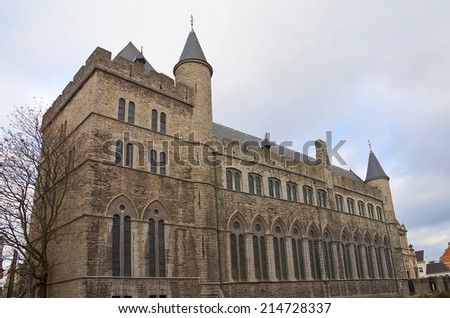 GHENT, BELGIUM - DECEMBER 30, 2012: Castle of Gerald the Devil (circa XIII c.). The first house to be built in stone Ghent, East Flanders, Belgium
